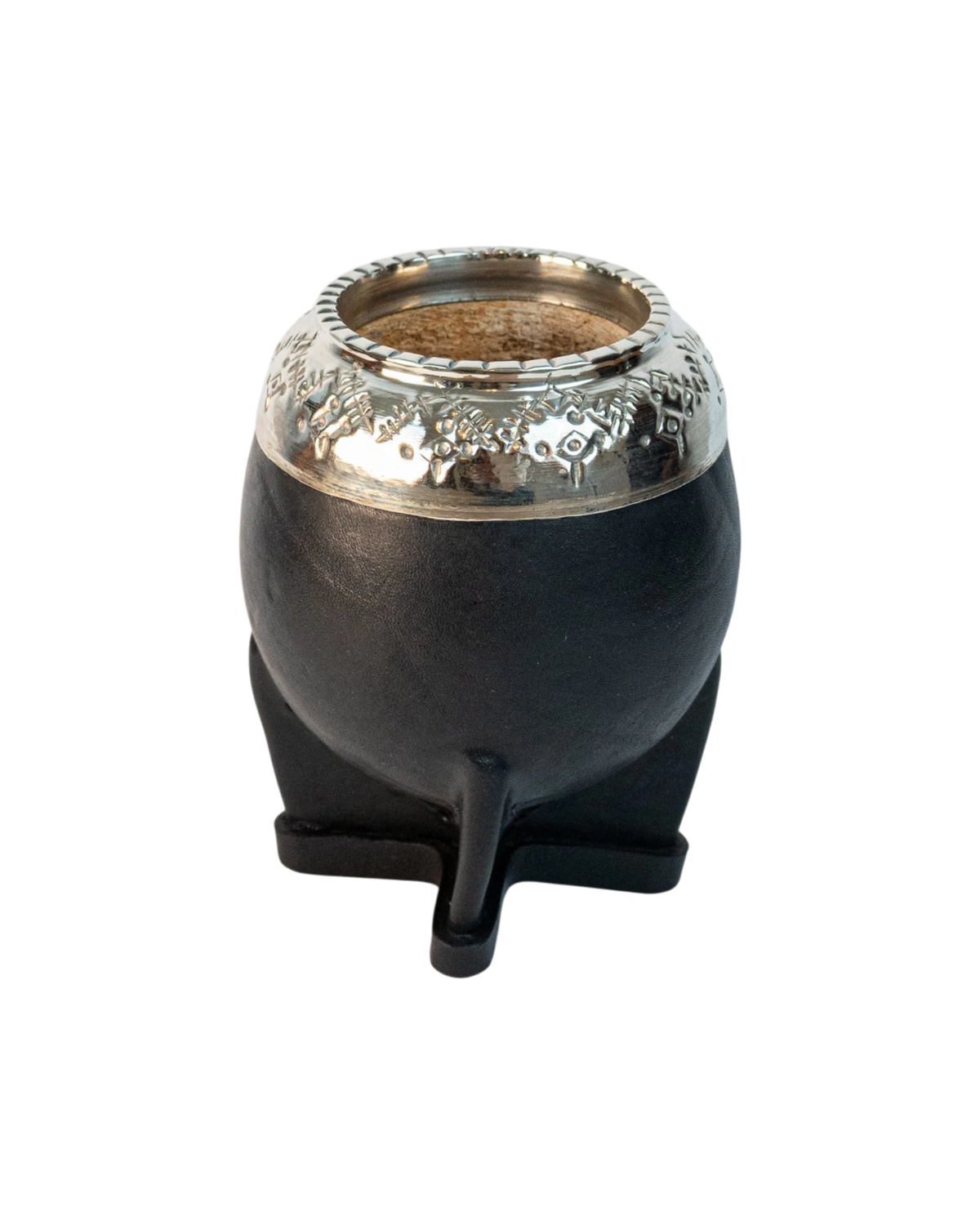 Mate Torpedo Uruguayo Cincelado Negro - Interior de Calabaza