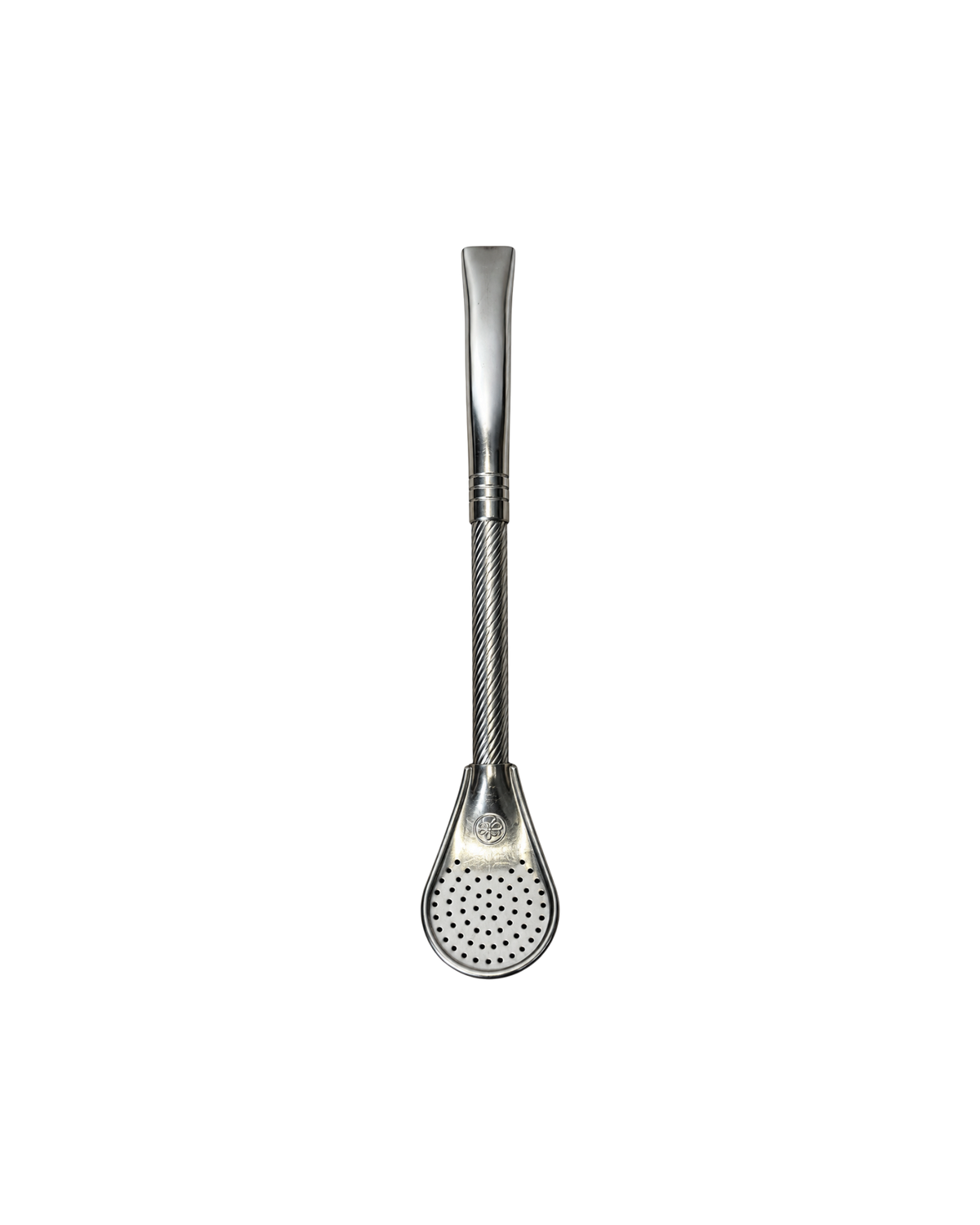 Bombilla Mate Club de acero inoxidable con caño retorcido y filtro cincelado fino de 17 cm de altura
