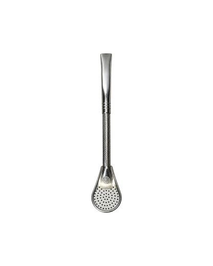 Bombilla Mate Club de acero inoxidable con caño retorcido y filtro cincelado fino de 17 cm de altura