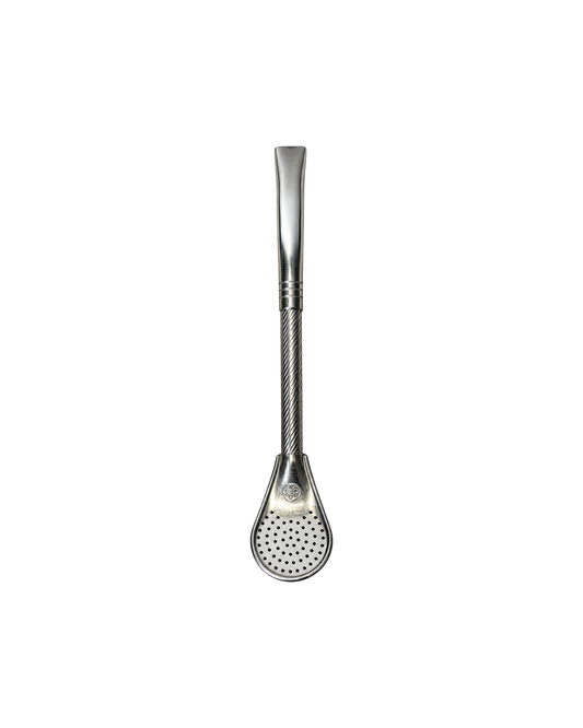 Bombilla Mate Club de acero inoxidable con caño retorcido y filtro cincelado fino de 17 cm de altura