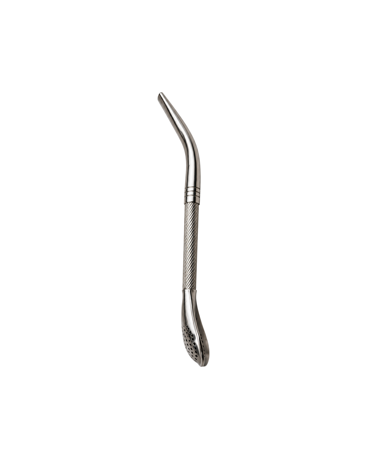 Bombilla Mate Club de acero inoxidable con diseño cincelado fino y caño retorcido, 17 cm de largo.