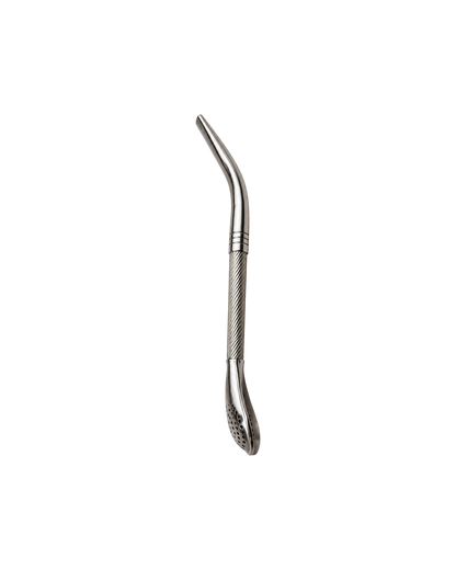 Bombilla Mate Club de acero inoxidable con diseño cincelado fino y caño retorcido, 17 cm de largo.