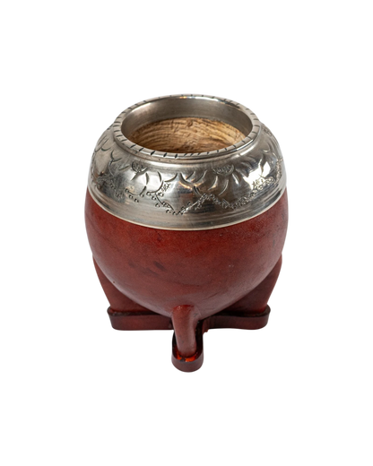 Mate Torpedo Uruguayo Cincelado Borravino - Interior de Calabaza