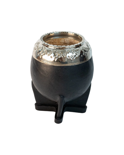 Mate Torpedo Uruguayo Cincelado Negro - Interior de Calabaza