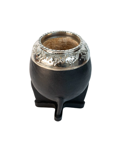 Mate Torpedo Uruguayo Cincelado Negro - Interior de Calabaza