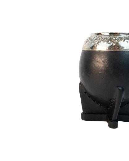 Mate Torpedo Uruguayo Cincelado Negro - Interior de Calabaza