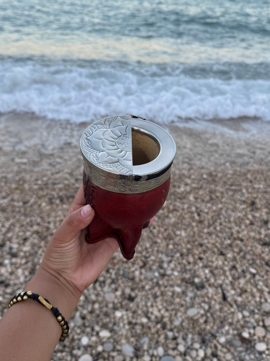 Tapa Mate de Alpaca Cincelado