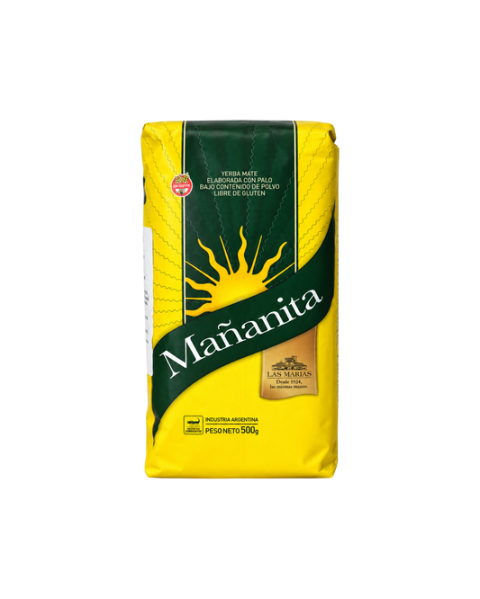 Paquete de 500g de yerba mate Mañanita de Mate Club, con molienda suave con palo y bajo contenido de polvo.