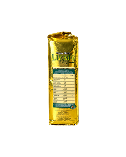 Paquete de 500g de Yerba Mate Liebig Original con envoltorio dorado brillante de Mate Club