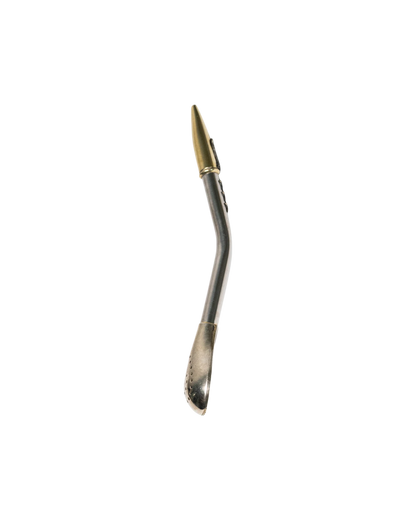 Bombillón de alpaca Mate Club edición Copa del Mundo con detalles en bronce, pico dorado y 3 estrellas. 17 cm.