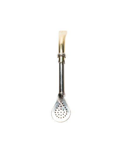Bombillón Rey de Alpaca de 17 cm con pico dorado y filtro preciso. Mate Club.