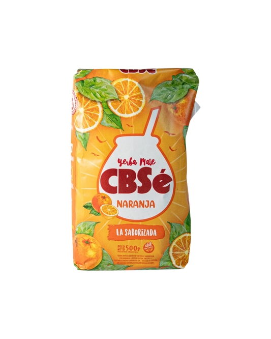 Mate Club Yerba Mate CBSé Naranja 500g, yerba mate con palo saborizada con naranja, ideal para mate o tereré, libre de gluten.