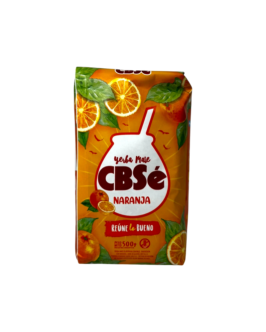 Mate Club CBSé Naranja yerba mate with palo, 500g bag flavored with orange, ideal for mate or tereré.