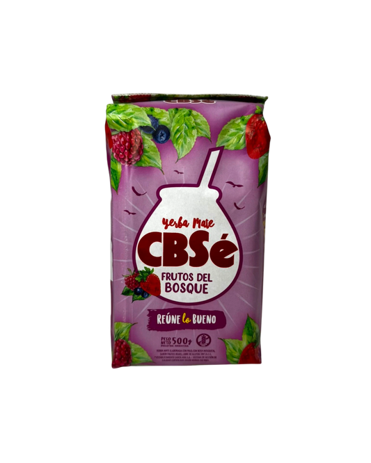 Mate Club Yerba Mate CBSé Frutos del Bosque 500g pouch with berries and leaves design. Ideal for mate or tereré.